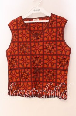 画像1: TOMATSU / パッチワークサマーベスト 38 アカ系 O-25-10-31-061-LO-TO-IG-OS