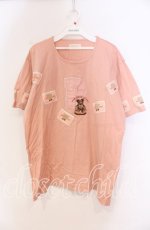 画像1: 【SALE】PINK HOUSE / テディパッチTシャツ  ピンク O-25-10-31-007-LO-TS-IG-ZT191 (1)