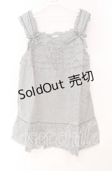 PINK HOUSE / ギンガムチェックフリルノースリーブブラウス  クロ O-25-10-31-064-LO-BL-IG-OS