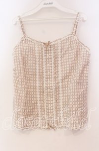 PINK HOUSE / ドビー刺繍チェックキャミソール  ベージュ×シロ O-25-10-31-065-LO-TO-IG-ZI