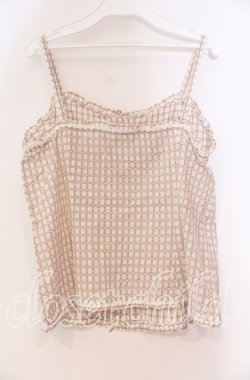 画像3: PINK HOUSE / ドビー刺繍チェックキャミソール  ベージュ×シロ O-25-10-31-065-LO-TO-IG-OS