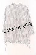 PINK HOUSE / チェックフードブラウス L サックス O-25-10-31-069-LO-BL-IG-ZI