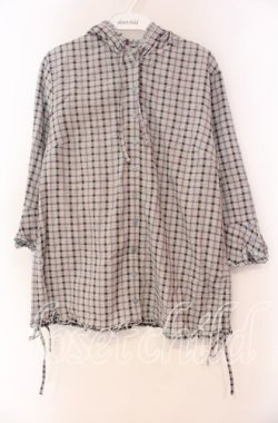 画像1: PINK HOUSE / チェックフードブラウス L サックス O-25-10-31-069-LO-BL-IG-OS