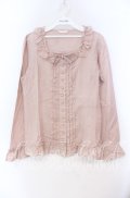 PINK HOUSE / くるみボタンフリルブラウス  ピンク O-25-10-31-070-LO-BL-IG-OS