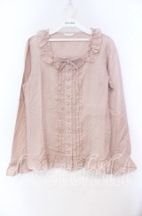 PINK HOUSE / くるみボタンフリルブラウス  ピンク O-25-10-31-070-LO-BL-IG-OS