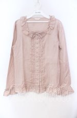 画像1: PINK HOUSE / くるみボタンフリルブラウス  ピンク O-25-10-31-070-LO-BL-IG-ZI (1)