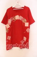 PINK HOUSE / パッチ配色Tシャツ L アカ O-25-10-31-008-LO-TS-IG-OS