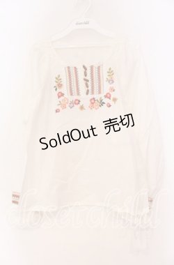 画像1: PINK HOUSE / 木製ボタンブラウス  ピンク×マルチ O-25-10-31-074-LO-BL-IG-OS