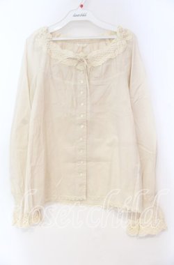 画像1: PINK HOUSE / 花モチーフブラウス  生成り O-25-10-31-081-LO-BL-IG-OS