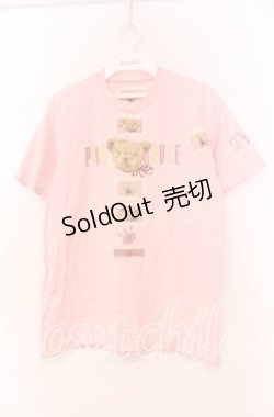 画像1: 【SALE】PINK HOUSE / クマpt&ワッペン付Tシャツ L ピンク O-25-10-31-009-LO-TS-IG-ZT080