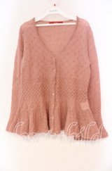 PINK HOUSE / 透かし編みカーディガン  ピンク O-25-10-31-083-LO-TS-IG-ZT461