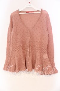 PINK HOUSE / 透かし編みカーディガン  ピンク O-25-10-31-083-LO-TS-IG-ZT461