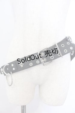 画像1: SEX POT ReVeNGe / スカルスタッズベルト  ブラック×シルバー O-25-10-31-2043-SP-ZA-IG-OS