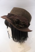 axes femme / 中折ドットチュールストローハット  ブラウン O-25-10-31-2050-AX-AC-IG-OS