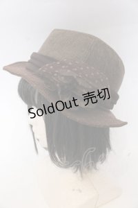axes femme / 中折ドットチュールストローハット  ブラウン O-25-10-31-2050-AX-AC-IG-ZT1108F