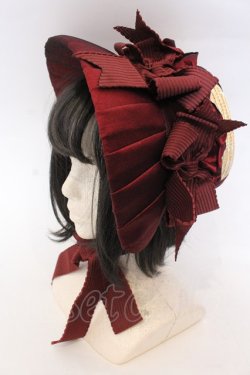 画像1: Hoshibako Works / 油彩の薔薇  ボンネット  ナチュラル×ワイン O-25-10-31-2054-LO-AC-IG-OS