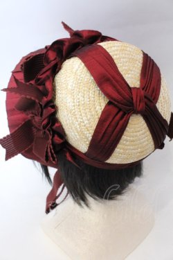 画像2: Hoshibako Works / 油彩の薔薇  ボンネット  ナチュラル×ワイン O-25-10-31-2054-LO-AC-IG-OS