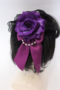 画像1: ATELIER PIERROT / 薔薇レースカチューシャ  パープル×ブラック O-25-10-31-2055-EL-AC-IG-OS