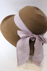 an another angelus / リボン配色ハット  ベージュ×ラベンダー O-25-10-31-2057-CA-AC-OW-ZT-K004