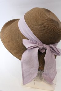 an another angelus / リボン配色ハット  ベージュ×ラベンダー O-25-10-31-2057-CA-AC-OW-ZT-K004