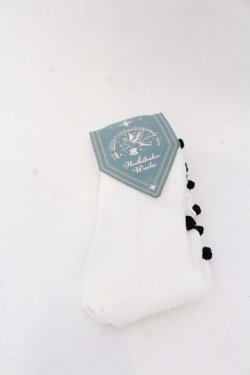 画像1: Hoshibako Works / チャイナ風ソックス  シロ×クロ O-25-10-31-2062-LO-ZA-OW-OS
