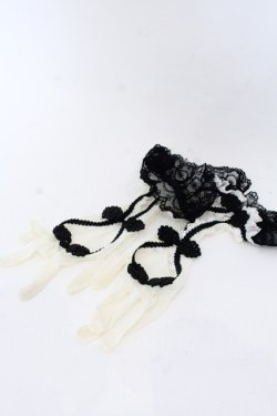 画像1: 星箱works / 青華磁 レース手袋  シロ×クロ O-25-10-31-2063-PU-ZA-OW-OS