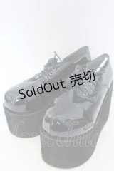 DearMyLove / 11cm厚底レースアップおでこパンプス 25.5ｃｍ ブラックエナメル O-25-10-31-2074-EL-SH-OW-OS