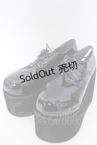 DearMyLove / 11cm厚底レースアップおでこパンプス 25.5ｃｍ ブラックエナメル O-25-10-31-2074-EL-SH-OW-OS