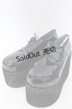 画像1: DearMyLove / 11cm厚底レースアップおでこパンプス 25.5ｃｍ ブラックエナメル O-25-10-31-2074-EL-SH-OW-OS