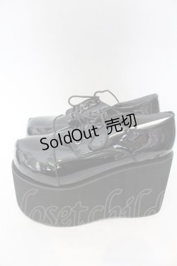 画像2: DearMyLove / 11cm厚底レースアップおでこパンプス 25.5ｃｍ ブラックエナメル O-25-10-31-2074-EL-SH-OW-OS