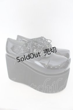 画像4: DearMyLove / 11cm厚底レースアップおでこパンプス 25.5ｃｍ ブラックエナメル O-25-10-31-2074-EL-SH-OW-OS