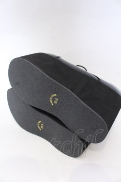 画像7: DearMyLove / 11cm厚底レースアップおでこパンプス 25.5cm ブラックエナメル O-25-10-31-2074-EL-SH-OW-OS