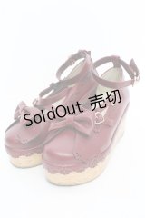 axes femme kawaii / スカラップ木底風シューズ M アカ O-25-10-31-2005-AX-SH-OW-OS