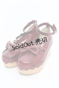 axes femme kawaii / スカラップ木底風シューズ M アカ O-25-10-31-2005-AX-SH-OW-OS