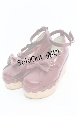 画像1: axes femme kawaii / スカラップ木底風シューズ M アカ O-25-10-31-2005-AX-SH-OW-OS