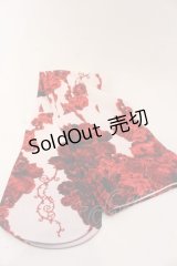 h.NAOTO / White Bloody Rose Overknees  ホワイト×レッド O-25-10-31-2087-HN-ZA-OW-OS