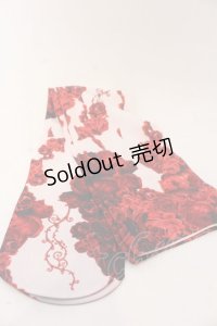 h.NAOTO / White Bloody Rose Overknees  ホワイト×レッド O-25-10-31-2087-HN-ZA-OW-OS