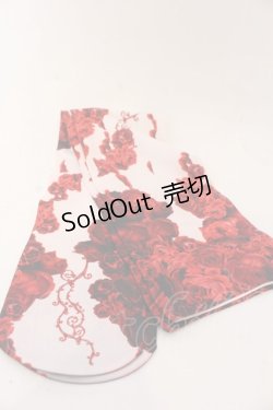 画像1: h.NAOTO / White Bloody Rose Overknees  ホワイト×レッド O-25-10-31-2087-HN-ZA-OW-OS