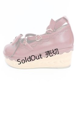 画像7: axes femme kawaii / スカラップ木底風シューズ M アカ O-25-10-31-2005-AX-SH-OW-OS