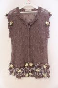 WONDERFUL WORLD / フラワーモチーフ鍵編みベスト  パープル O-25-10-31-012-LO-TO-IG-OS