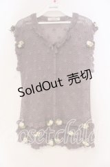 WONDERFUL WORLD / フラワーモチーフ鍵編みベスト  パープル O-25-10-31-012-LO-TO-IG-ZT189