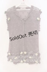 WONDERFUL WORLD / フラワーモチーフ鍵編みベスト  パープル O-25-10-31-012-LO-TO-IG-ZT189