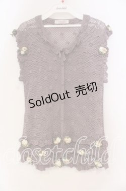 画像1: WONDERFUL WORLD / フラワーモチーフ鍵編みベスト  パープル O-25-10-31-012-LO-TO-IG-ZT189