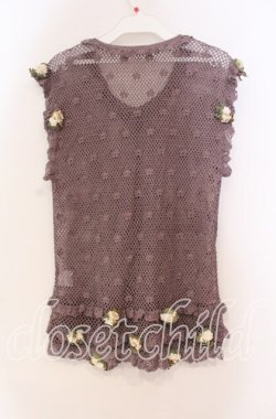 画像3: WONDERFUL WORLD / フラワーモチーフ鍵編みベスト  パープル O-25-10-31-012-LO-TO-IG-OS