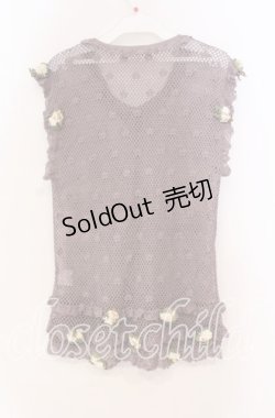 画像3: WONDERFUL WORLD / フラワーモチーフ鍵編みベスト  パープル O-25-10-31-012-LO-TO-IG-ZT189