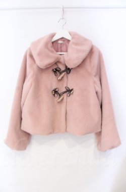 画像1: axes femme POETIQUE / リボントグル釦ファーコート  ピンク O-25-10-31-3001-AX-CO-IG-OS