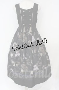 axes femme / レトロクロック柄ジャンスカ  クロ O-25-10-31-3033-AX-OP-IG-OS