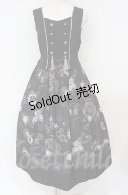 画像1: axes femme / レトロクロック柄ジャンスカ  クロ O-25-10-31-3033-AX-OP-IG-OS