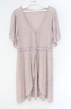 画像1: axes femme POETIQUE / トランプ柄透かし編みカーディガン  ピンKう0 O-25-10-31-3034-AX-TO-IG-OS