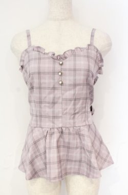 画像1: axes femme POETIQUE / リボンチェックフリルビスチェ  ピンク O-25-10-31-3035-AX-TO-IG-OS